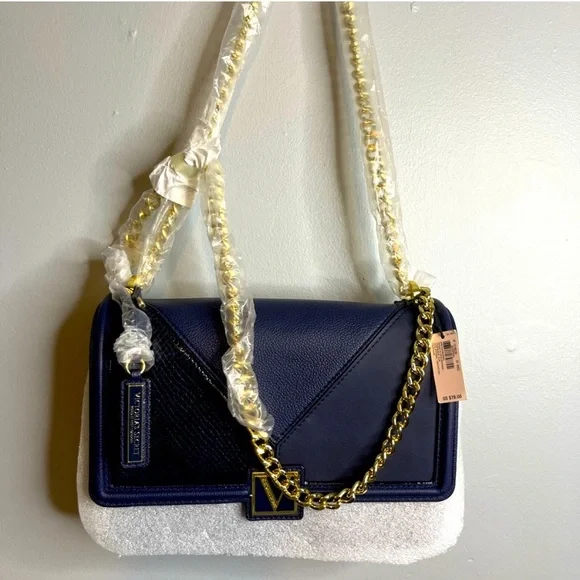 Victoria’s Secret Crossover Chain Shoulder Bag Purse Limited Edition Navy Blue - Picture 8 of 9